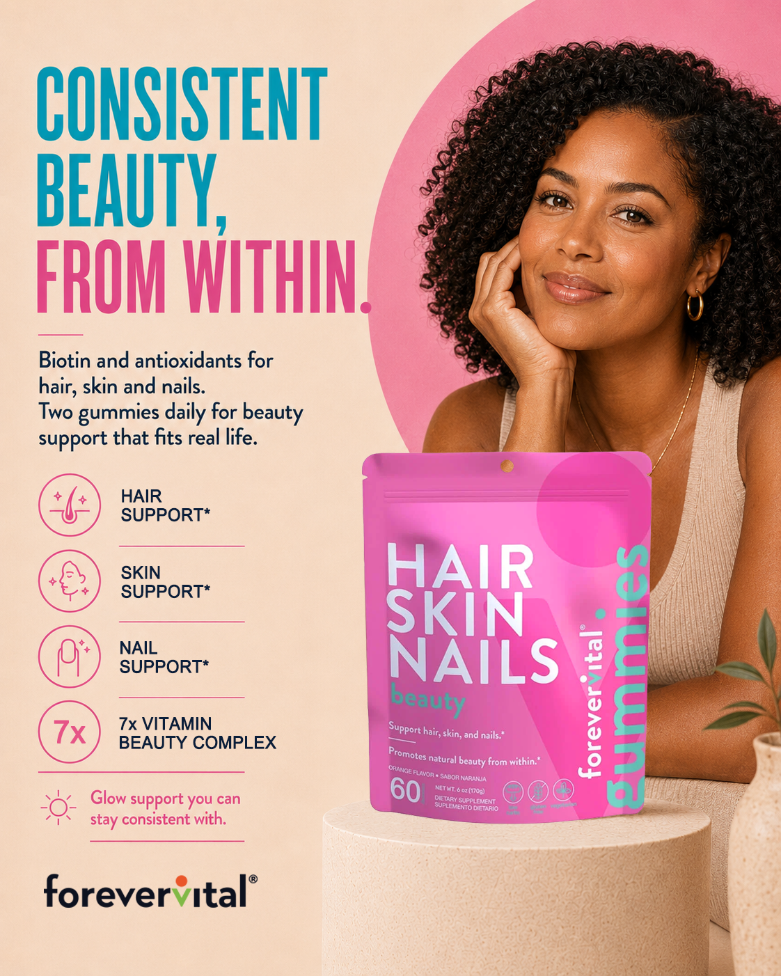 Forevervital Hair, Skin And Nails Dispenser x10