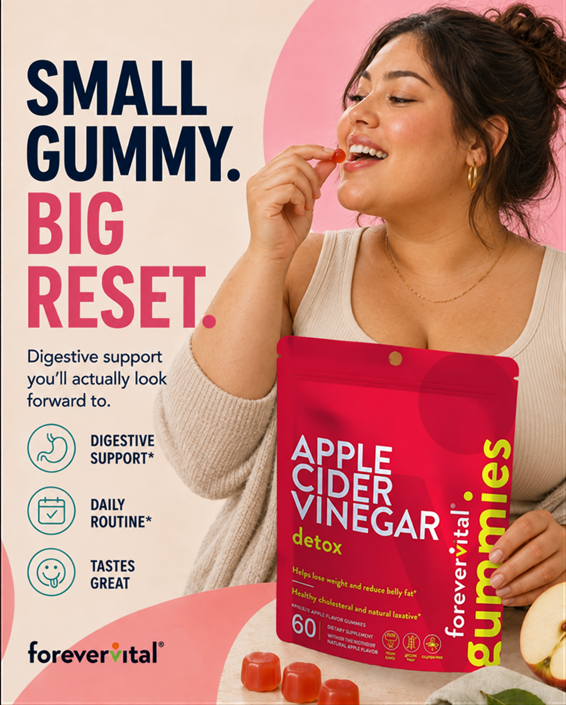 Forevervital Apple Cider Vinegar Gummies Dispenser x10